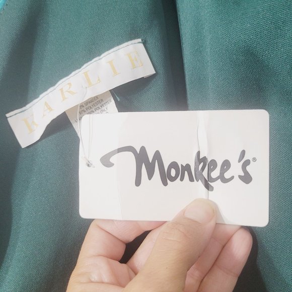 Karlie Monkees NEW One Shoulder Long Sleeve Satin Event Dress Stretch Green NWT - Picture 12 of 16